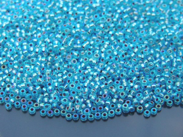 10g 91018 Silver Lined Aquamarine AB Miyuki Seed Beads 11/0 2mm Michael's UK Jewellery
