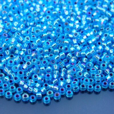 10g 91018 Silver Lined Aquamarine AB Miyuki Seed Beads 8/0 3mm Michael's UK Jewellery