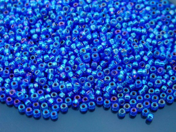 10g 91019 Silver Lined Sapphire AB Miyuki Seed Beads 8/0 3mm Michael's UK Jewellery