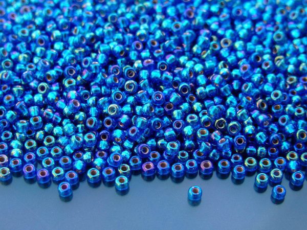 10g 91025 Silver Lined Capri Blue AB Miyuki Seed Beads 8/0 3mm Michael's UK Jewellery
