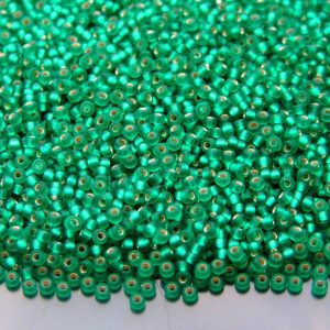 10g 917F Matte Silver Lined Emerald Miyuki Seed Beads 11/0 2mm Michael's UK Jewellery