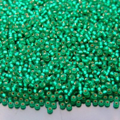 10g 917F Matte Silver Lined Emerald Miyuki Seed Beads 11/0 2mm Michael's UK Jewellery