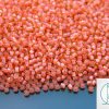 TOHO Seed Beads 925 Inside Color Light Topaz Coral Pink Lined 11/0 beads mouse