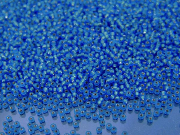 10g 925F Silver Matte Silver Lined Capri Blue Miyuki Seed Beads 15/0 1.5mm Michael's UK Jewellery