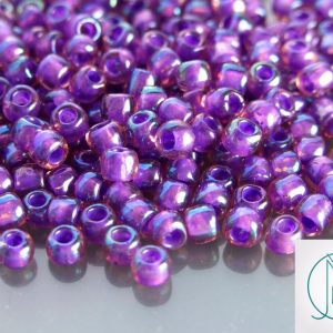 10g 928 Inside Color Rainbow Rosaline/Purple Lined Toho Seed Beads 3/0 5.5mm Michael's UK Jewellery