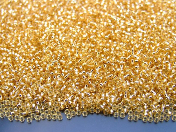10g 93 Silver Lined Gold Miyuki Seed Beads 15/0 1.5mm Michael's UK Jewellery