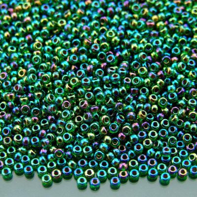 10g 9344 Lined Green AB Miyuki Seed Beads 11/0 2mm Michael's UK Jewellery