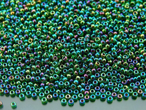10g 9344 Lined Green AB Miyuki Seed Beads 11/0 2mm Michael's UK Jewellery