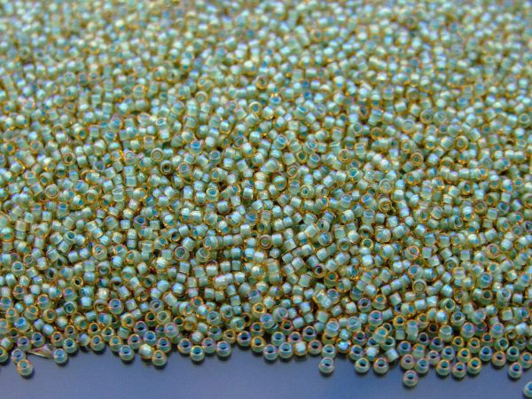 10g 952 Inside Color Light Topaz/Sea Foam Frosted Lined Toho Seed Beads 15/0 1.5mm Michael's UK Jewellery
