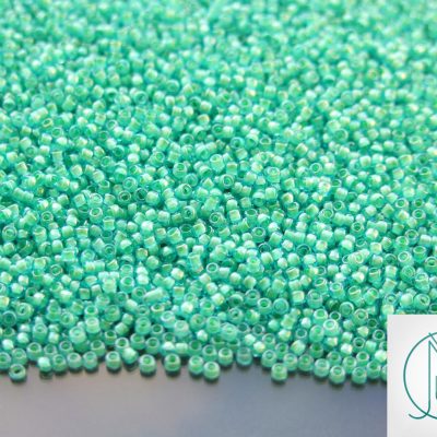 10g 954 Inside Color Aqua/Light Jonquil Lined Toho Seed Beads 15/0 1.5mm Michael's UK Jewellery