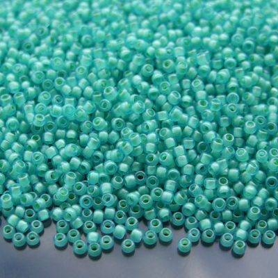 TOHO Seed Beads 954F Inside Color Frosted Aqua Light Jonquil Lined 11/0 beads mouse