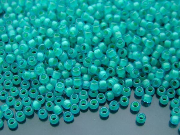 10g 954F Inside Color Frosted Aqua/Light Jonquil Lined Toho Seed Beads 8/0 3mm Michael's UK Jewellery
