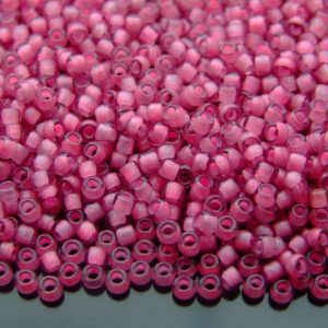 TOHO Seed Beads 959F Inside Color Frosted Light Amethyst Pink Lined 8/0 beads mouse
