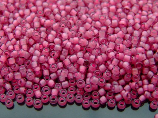 TOHO Seed Beads 959F Inside Color Frosted Light Amethyst Pink Lined 8/0 beads mouse