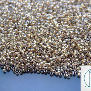 10g 989 Golden Lined Crystal Toho Seed Beads 15/0 1.5mm Michael's UK Jewellery