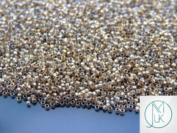 10g 989 Golden Lined Crystal Toho Seed Beads 15/0 1.5mm Michael's UK Jewellery