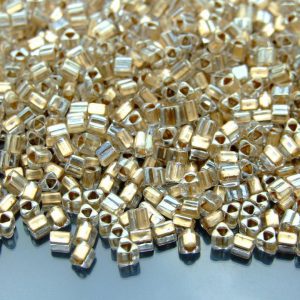10g 989 Golden Lined Crystal Toho Triangle Seed Beads 8/0 3mm Michael's UK Jewellery