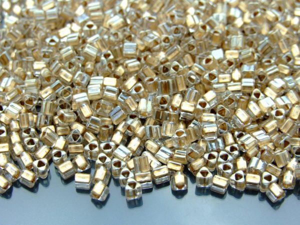 10g 989 Golden Lined Crystal Toho Triangle Seed Beads 8/0 3mm Michael's UK Jewellery