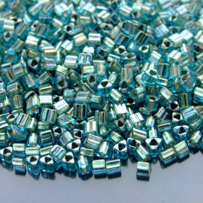10g 990 Gold Lined Aqua Toho Triangle Seed Beads 8/0 3mm Michael's UK Jewellery