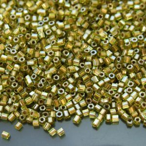 10g 991 Gold Lined Peridot Toho Hexagon Seed Beads 11/0 2mm Michael's UK Jewellery