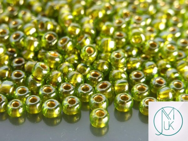 10g 991 Gold Lined Peridot Toho Seed Beads 3/0 5.5mm Michael's UK Jewellery