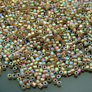 10g 994 Gold Lined Crystal Rainbow Toho Cube Seed Beads 1.5mm Michael's UK Jewellery