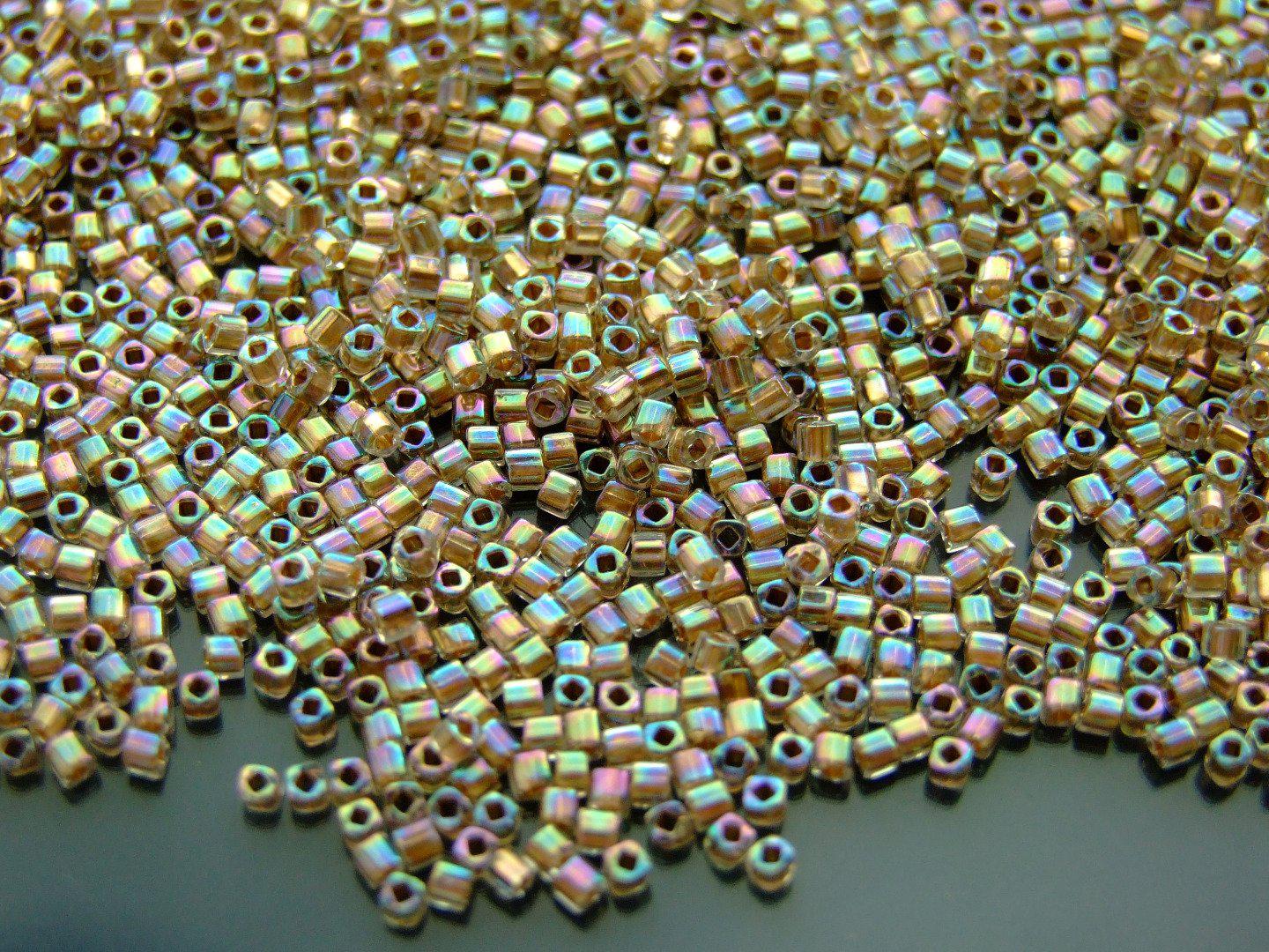 10g 994 Gold Lined Crystal Rainbow Toho Cube Seed Beads 1.5mm Michael's UK Jewellery
