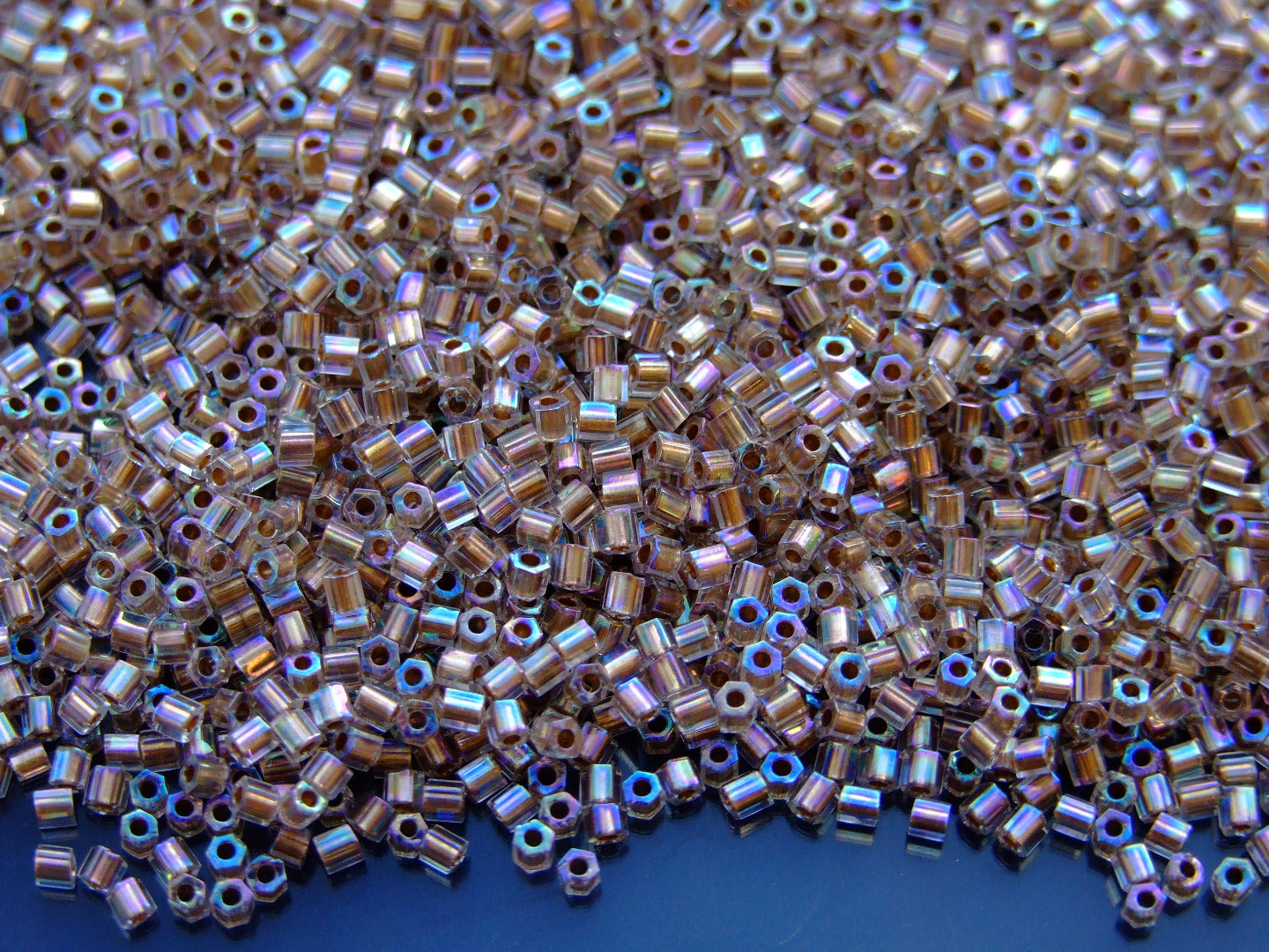 10g 994 Gold Lined Crystal Rainbow Toho Hexagon Seed Beads 11/0 2mm Misha's UK Jewellery beadsmouse.co.uk