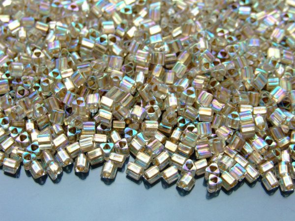 10g 994 Gold Lined Crystal Rainbow Toho Triangle Seed Beads 8/0 3mm Michael's UK Jewellery