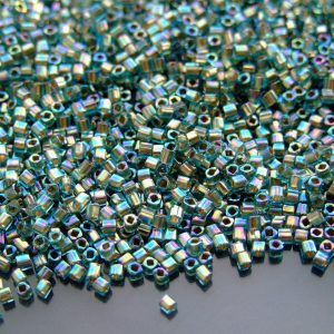 10g 995 Gold Lined Aqua Rainbow Toho Cube Seed Beads 1.5mm Michael's UK Jewellery
