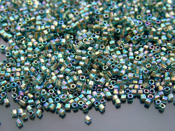10g 995 Gold Lined Aqua Rainbow Toho Cube Seed Beads 1.5mm Michael's UK Jewellery