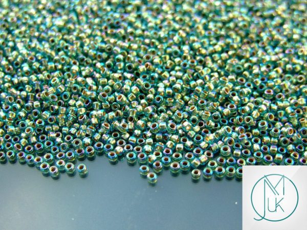 10g 995 Gold Lined Aqua Rainbow Toho Seed Beads 15/0 1.5mm Michael's UK Jewellery