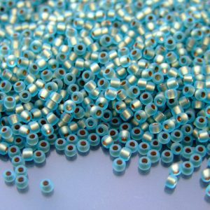 10g 995F Gold Lined Frosted Aqua Toho Seed Beads 11/0 2.2mm Michael's UK Jewellery