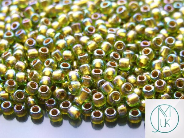10g 996 Gold Lined Peridot Rainbow Toho Seed Beads 6/0 4mm Michael's UK Jewellery