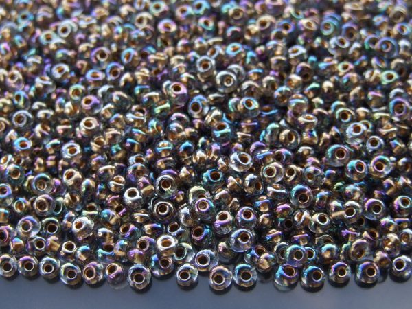 10g 999 Gold Lined Black Diamond Rainbow Toho 3mm Magatama Seed Beads Michael's UK Jewellery