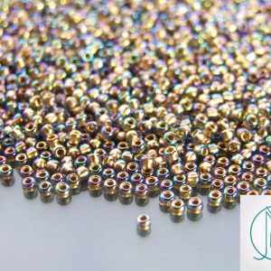 TOHO Seed Beads 999 Gold Lined Black Diamond Rainbow 11/0 beads mouse