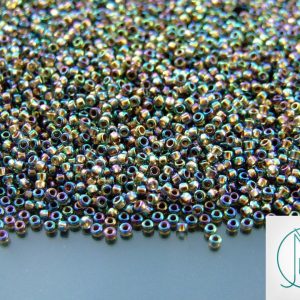 10g 999 Gold Lined Black Diamond Rainbow Toho Seed Beads 15/0 1.5mm Michael's UK Jewellery