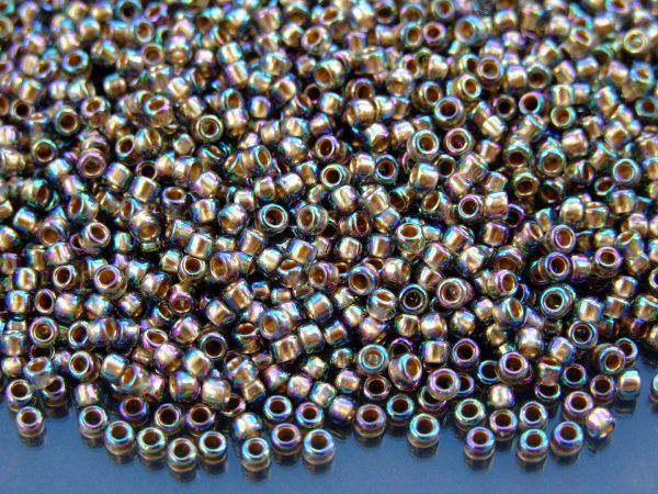 TOHO Seed Beads 999 Gold Lined Black Diamond Rainbow 8/0 beads mouse