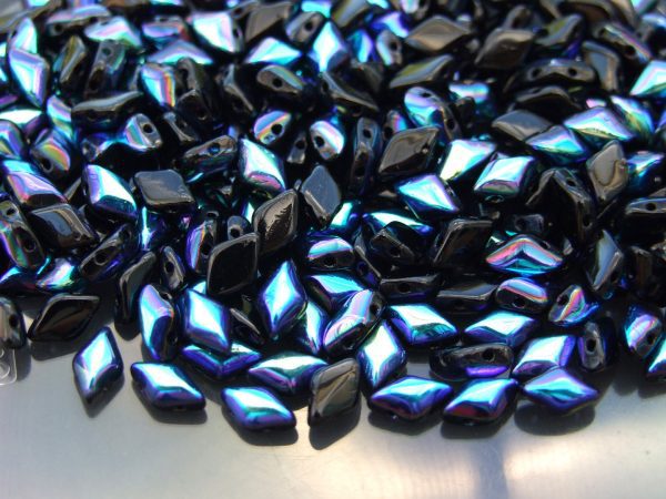 10g GemDuo Beads Black Jet AB Michael's UK Jewellery