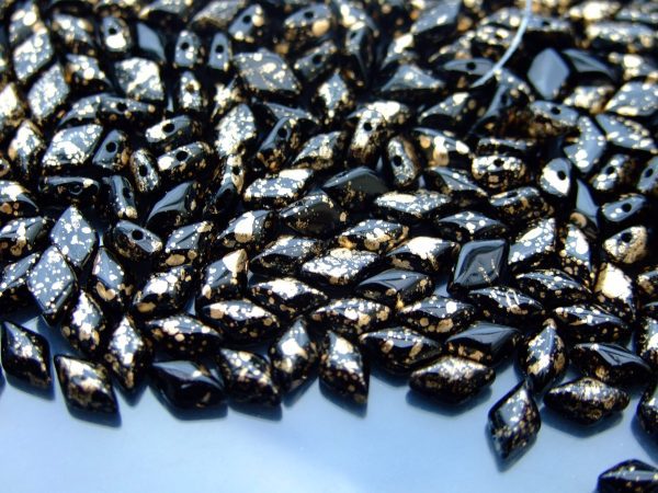 10g GemDuo Beads Black Jet Gold Splash Michael's UK Jewellery