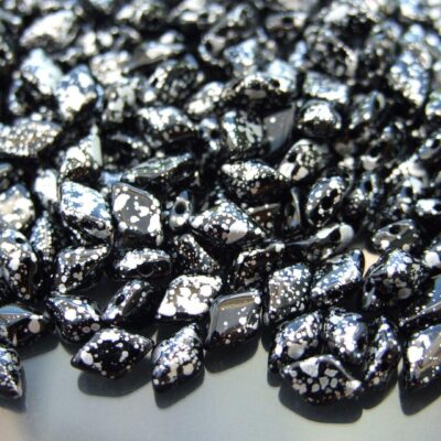 10g GemDuo Beads Black Jet Silver Splash Michael's UK Jewellery