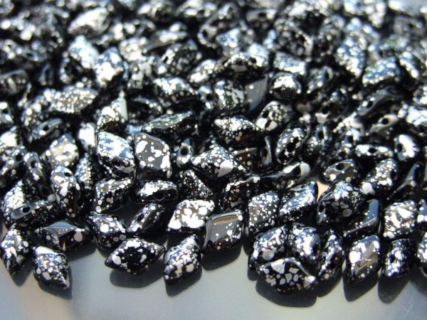 10g GemDuo Beads Black Jet Silver Splash Michael's UK Jewellery