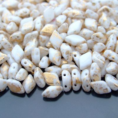 10g GemDuo Beads Chalk White  Gold Splash Michael's UK Jewellery
