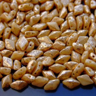 10g GemDuo Beads Gold Splash Ivory Opaque Michael's UK Jewellery