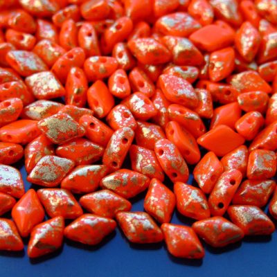 10g GemDuo Beads Gold Splash Orange Opaque Michael's UK Jewellery