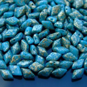 10g GemDuo Beads Gold Splash Turquoise Blue Michael's UK Jewellery