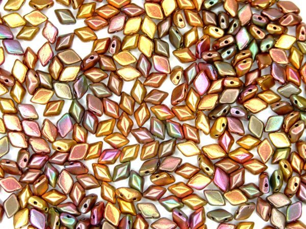 10g GemDuo Beads Matte Metallic Dark Gold Rainbow Michael's UK Jewellery