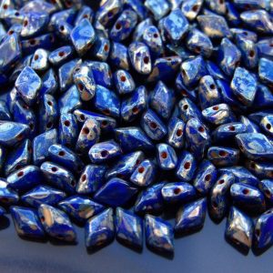 10g GemDuo Beads Opaque Blue Silver Picasso Michael's UK Jewellery