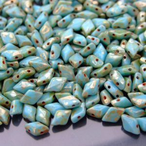 10g GemDuo Beads Opaque Blue Turquoise Picasso Michael's UK Jewellery