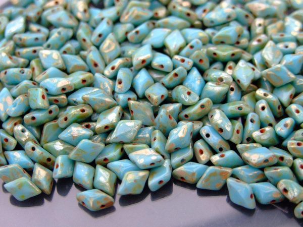 10g GemDuo Beads Opaque Blue Turquoise Picasso Michael's UK Jewellery